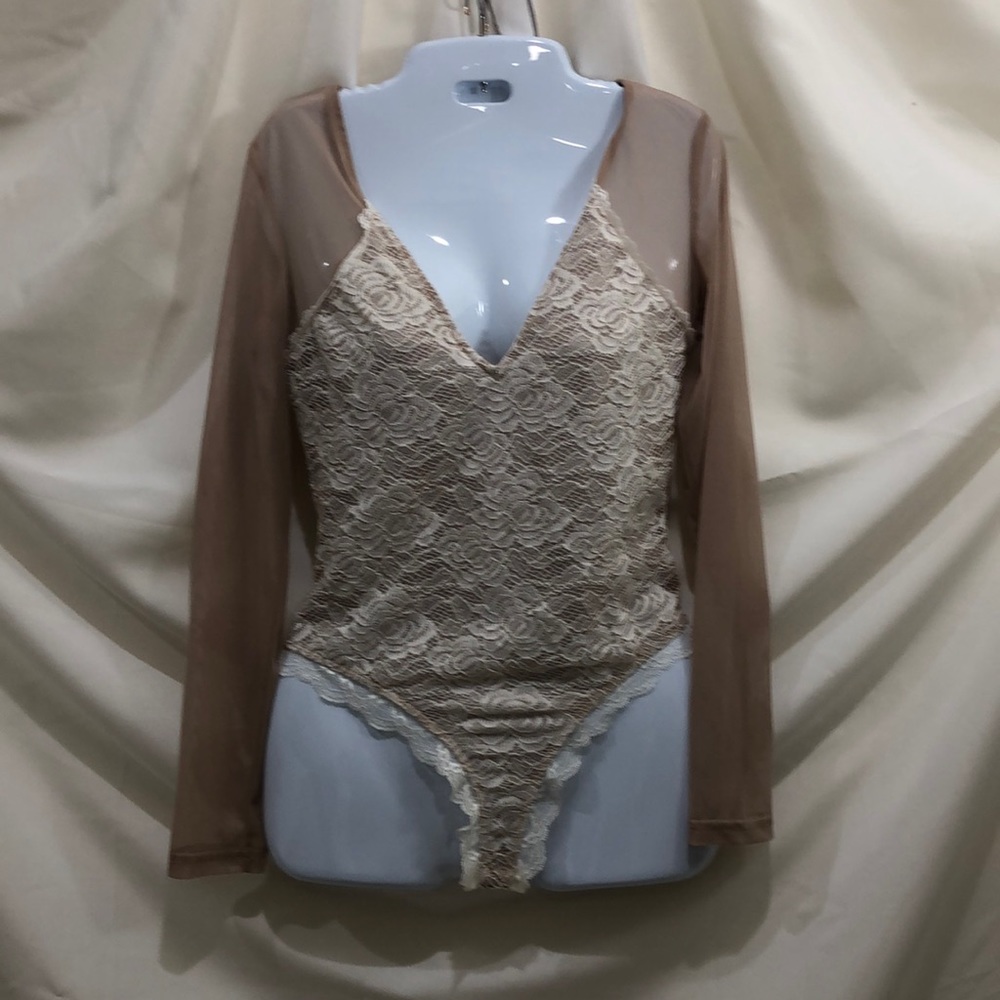 Akira Chicago Red Label Sheer Lace Bodysuit